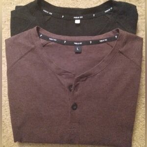BUNDLE 2‎ Public Rec Pima Cotton Blend Henleys Short Sleeve  Lightweight Large